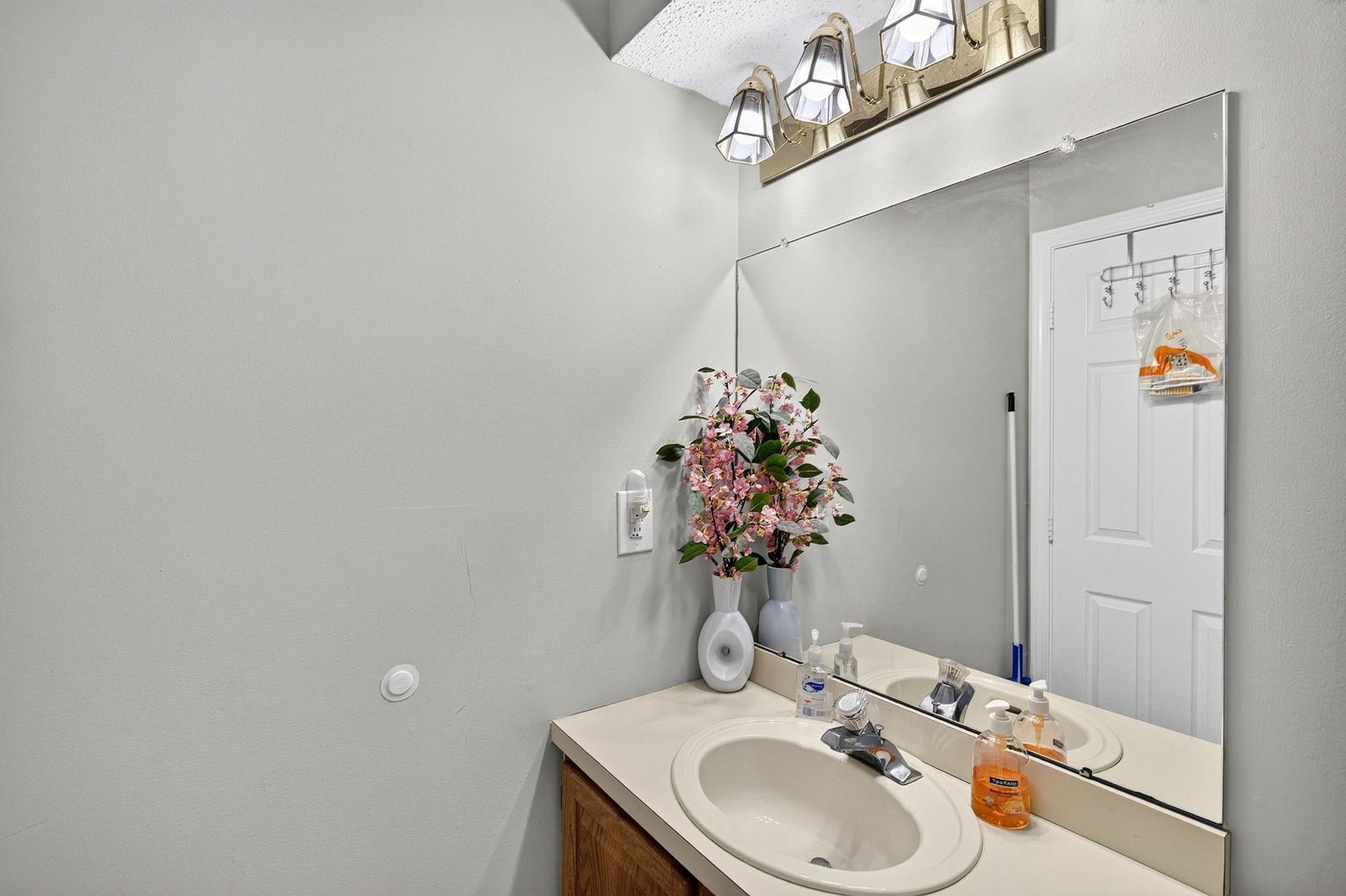 First-floor half bath with vanity